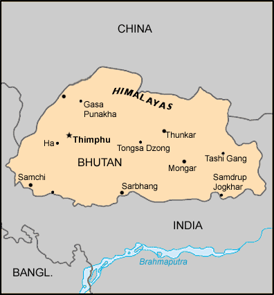 Map: Bhutan