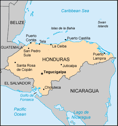 Political Map Of Honduras. Map: Honduras