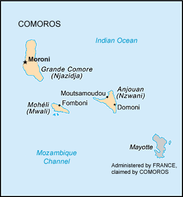 Map: Comoros, Union of the