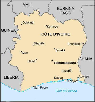 Carte  Côte d'Ivoire  Centre d’apprentissage interculturel