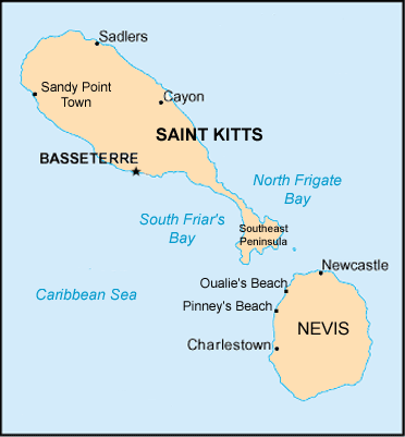 Carte : Saint-Kitts-et-Nevis