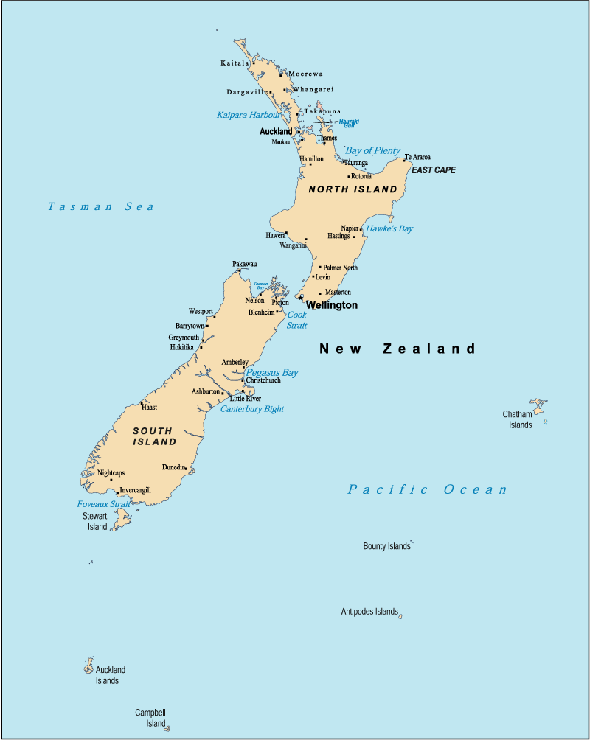 Nouvelle Zélande Carte Géographique